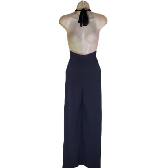 🌺JMode Black Halter Deep Plunge V-Neckline Wide Leg Jumpsuit, Large🌺 - Picture 5 of 8